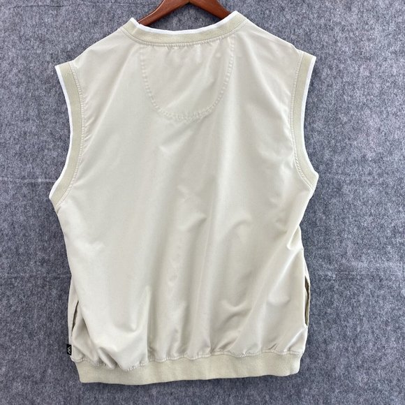 Wedge Golf And Beyond Vest Mens L Beige Tan V Neck‎ Pockets Pullover Windbreaker - Picture 2 of 7